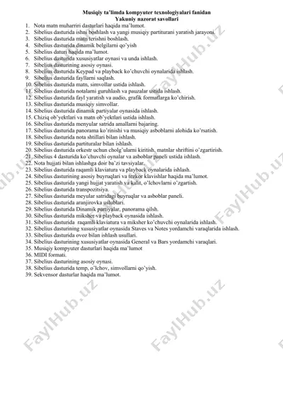 musiqiy ta’limda kompyuter texnologiyalari fanidan — DOCX