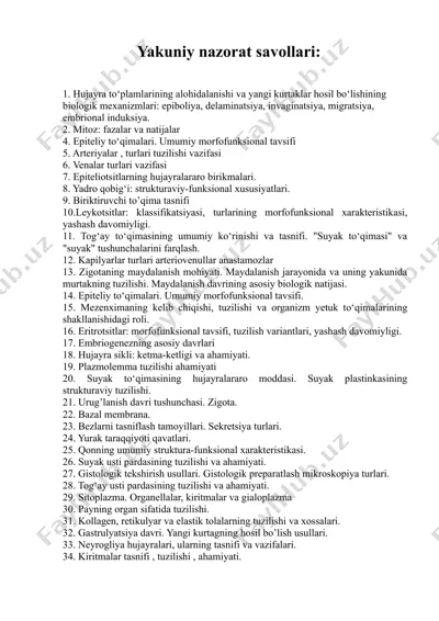 biologiya tanqidlash savollari — DOCX