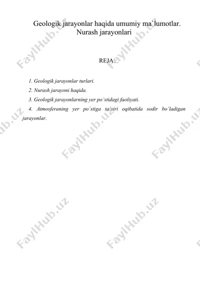 geologik jarayonlar haqida umumiy ma'lumotlar. nurash jarayonlari — DOC