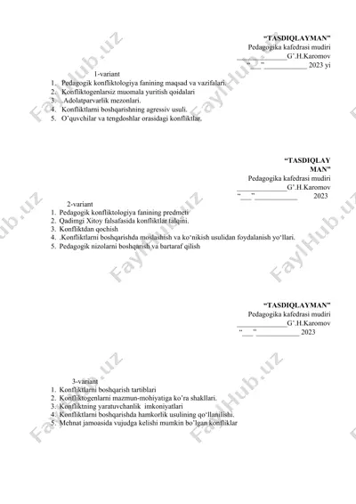 konfliktologiya fanining maqsad va vazifalari — DOCX