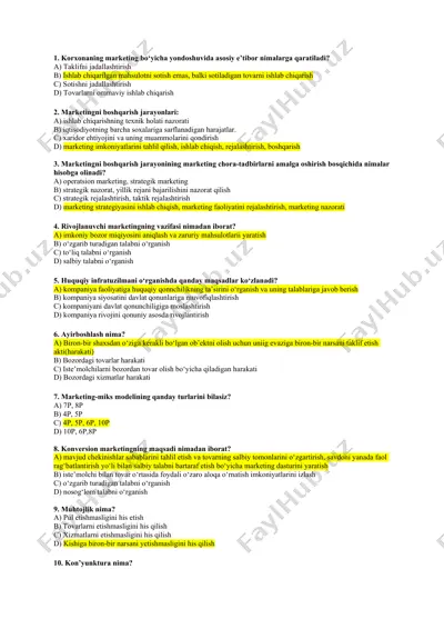 marketingni boshqarish — DOCX