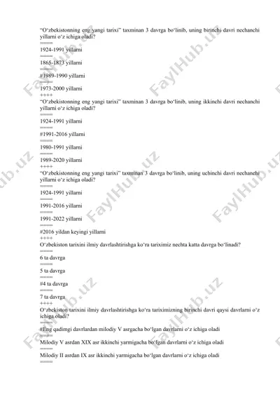 o‘zbekistonning eng yangi tarixi — DOCX
