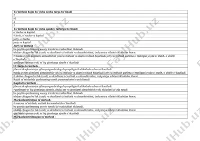 ta’mirlash hajm bo`yicha necha turga bo’linadi — DOCX