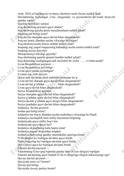 arab dovlatlari haqida ma'lumotlar — DOCX