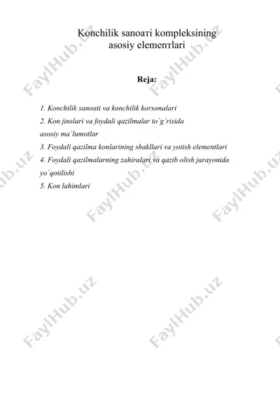 konchilik sanoati komрleksining asosiy elemenтlari — DOC