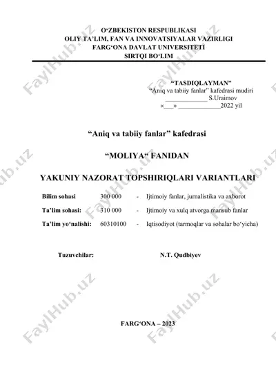 yakuniy nazorat topshiriqlari variantlari — DOCX