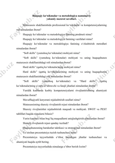 huquqiy ko‘nikmalar va metodologiya namunaviy — DOCX