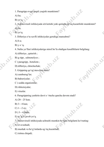 infeksiyalardan himoya qilish — DOCX