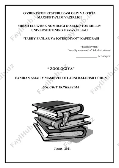 zoologiya fanidan amaliy mashg‘ulotlarni bajarish uchun uslubiy ko‘rsatma — DOCX