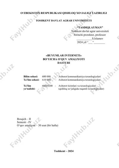 buyumlar interneti o‘quv amaliyoti dasturi — DOCX