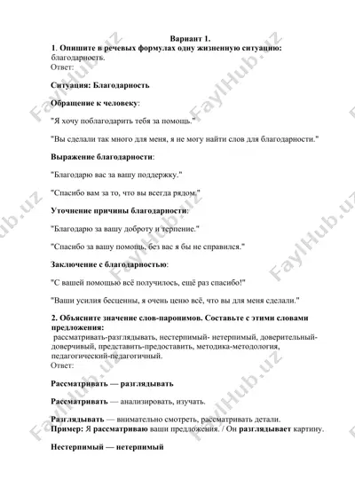 одна жизненная ситуация: благодарность — DOCX