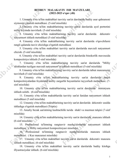 tasviriy san'at darslarida badiiy asar qahramoni siymosini yaratish metodikasi — DOC