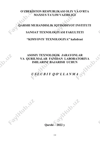 uslubiy qo‘llanma "kimyoviy texnologiya" kafedrasi — DOCX
