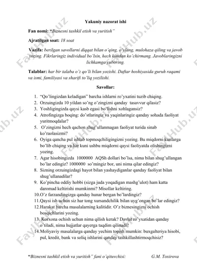 yakuniy nazorat ishi — DOCX
