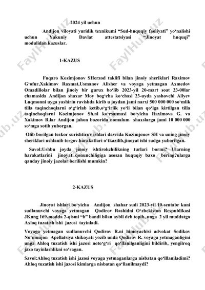 jinoyat huquqi kazus — DOCX