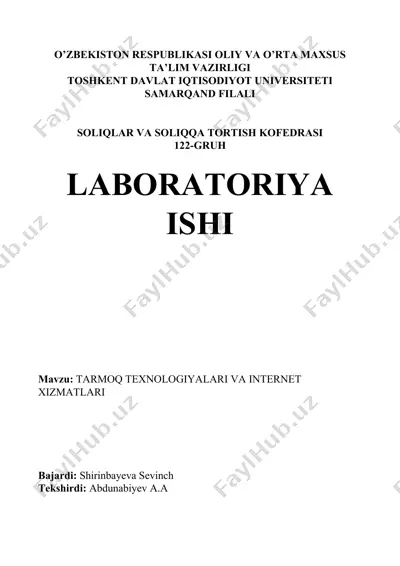 tarmoq texnologiyalari va internet xizmatlari laboratoriya ishi — DOCX