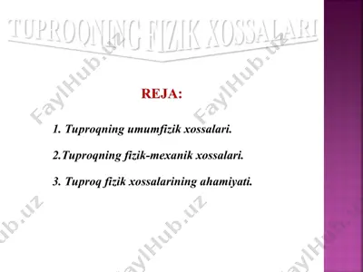 tuproqning fizik xossalari — PPT