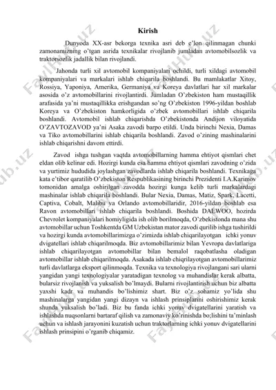o'zbekiston avtomobilari — DOCX