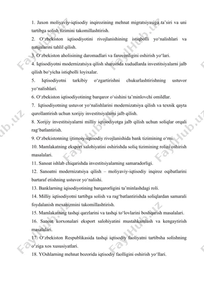 iqtisodiyotning modernizatsiyasi va investitsiyalarni jalb qilish — DOCX