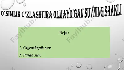 oʼsimlik oʼzlashtira olmaydigan suvning shakli  — PPT