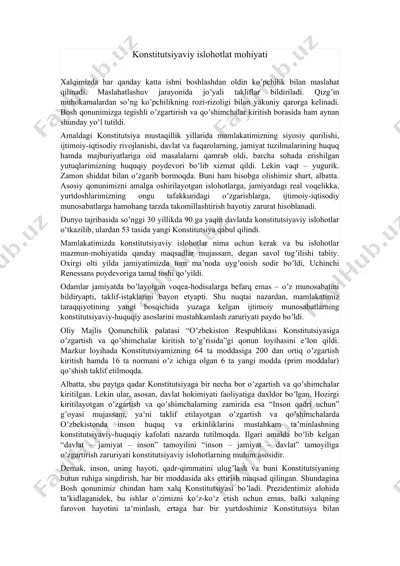 konstitutsiyaviy islohotlat mohiyati — DOCX