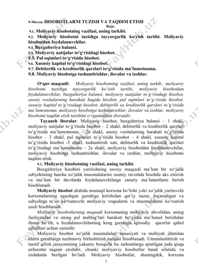 hisobotlаrni tuzish vа tаqdim etish — DOCX