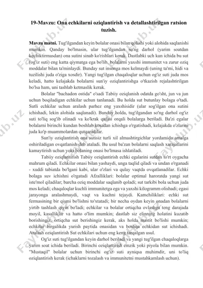 sut va oziq-ovqatlar bilan bog'liq o'quv materiallari — DOCX