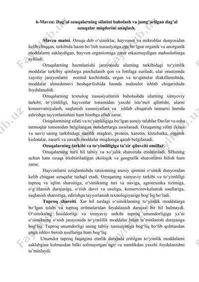 ozuqa sifati va to‘yimliligiga ta’sir qiluvchi omillar — DOCX