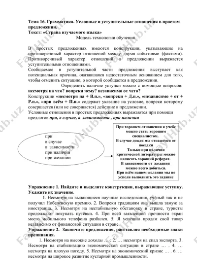 условные и уступительные отношения в простом предложении — DOCX