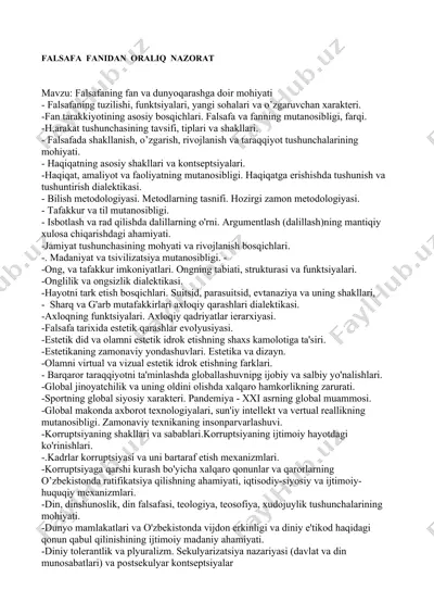 falsafa fanidan oralig'i — DOCX