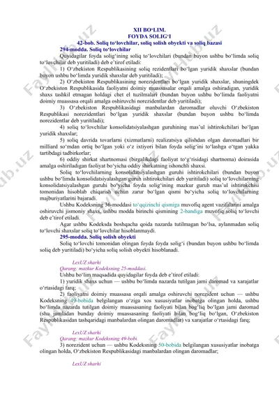 foyda solig‘ining soliq to‘lovchilari, soliq solish obyekti va soliq bazasi — DOCX