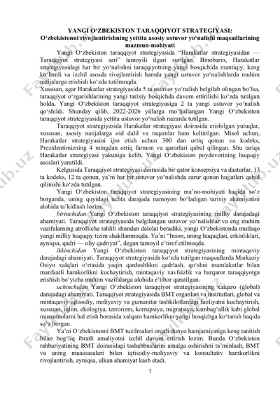 yangi o‘zbekiston taraqqiyot strategiyasi — DOCX