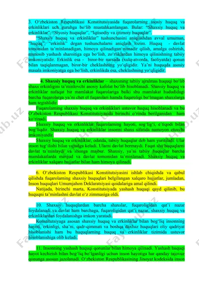 shaxsiy huquq va erkinliklar — DOC
