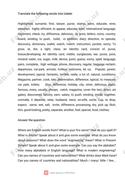translating english words into uzbek — PDF