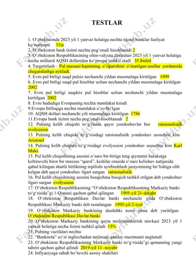 bank tizimining tahlili — DOCX