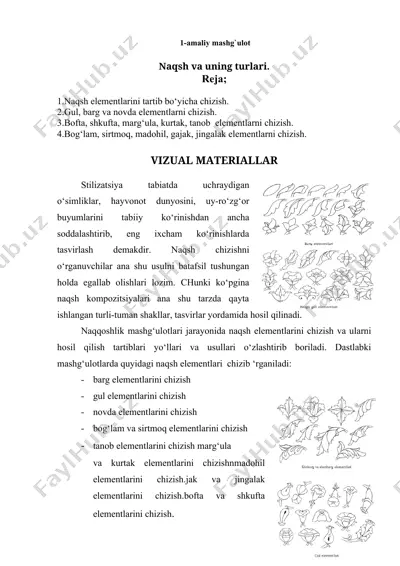 naqqoshlik mashg‘ulotlari — DOCX