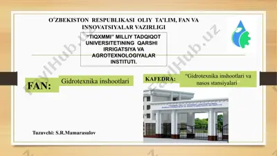 gidrotexnika inshootlari va nasos stansiyalari — PPTX