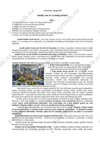 amaliy san'at va uning turlari — DOCX