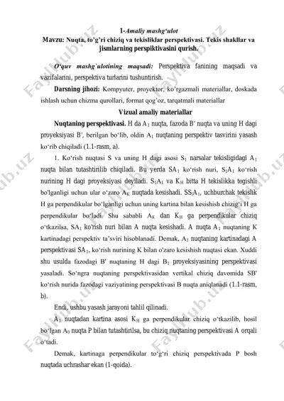 nuqta, to’g’ri chiziq va tekisliklar perspektivasi — PDF