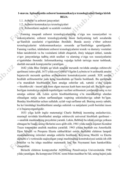 iqtisodiyotda axborot kommunikatsiya texnologiyalari faniga kirish — DOCX