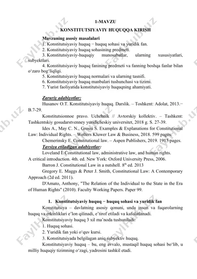 konstitutsiyaviy huquqqa kirish — DOC