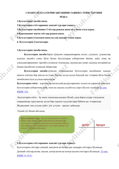 buxgalteriya hisobini tashkil etish tartibi — DOC