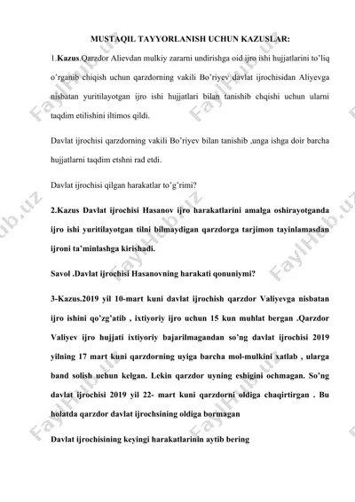 davlat ijrochisi va qarzdorlar arasidagi o‘rtacha munosabatlar — DOCX