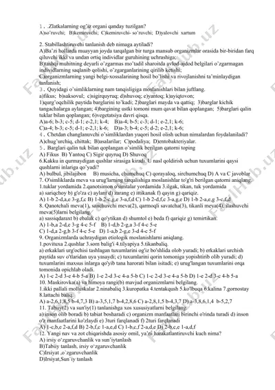 botanika test savollari — DOCX