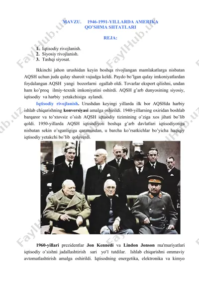 1946-1991-yillarda amerika qo’shma shtatlari — DOC