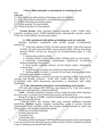 milliy hisobchilik va makroiqtisodiy ko’rsatkichlar — DOCX