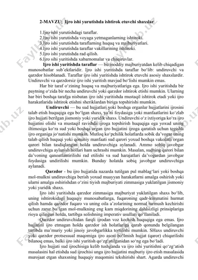 ijro ishi yurutishda ishtirok etuvchi shaxslar — DOCX