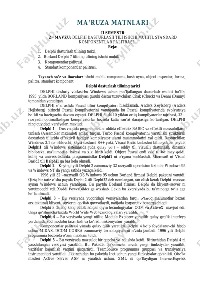 delphi dasturlash tili — PDF
