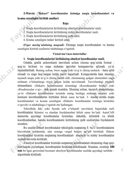 "dеkart" koordinatalar tizimi — PDF