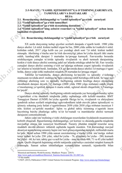 yashil iqtisodiyotga o‘tishning zaruriyati, tamoyillari va dastaklari — DOCX